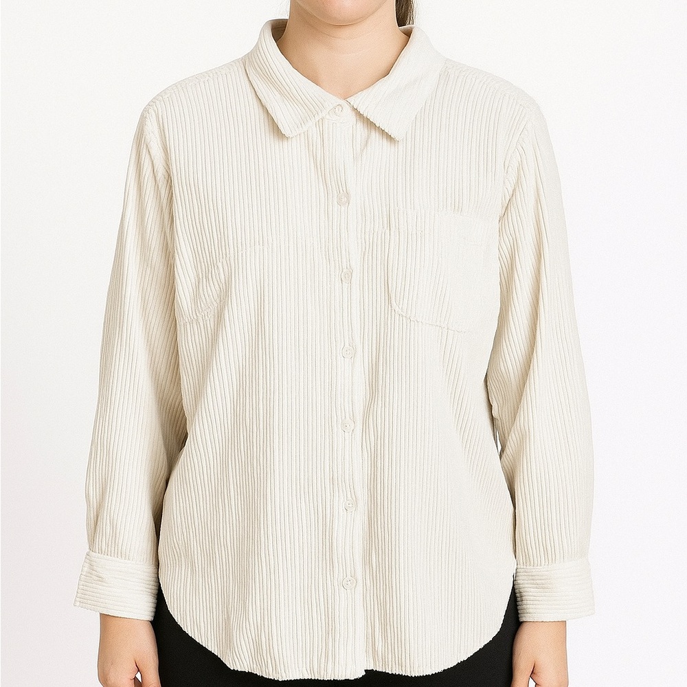 croft & barrow button down front Longsleeve cream corduroy Shirt/Jacket, XL, NEW